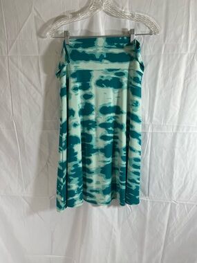 LuLaRoe Teal & Aqua Abstract A-Line Skirt